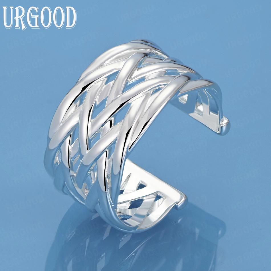 925 Sterling Silver Braided Open Ring Men And Women Wedding Jewelry