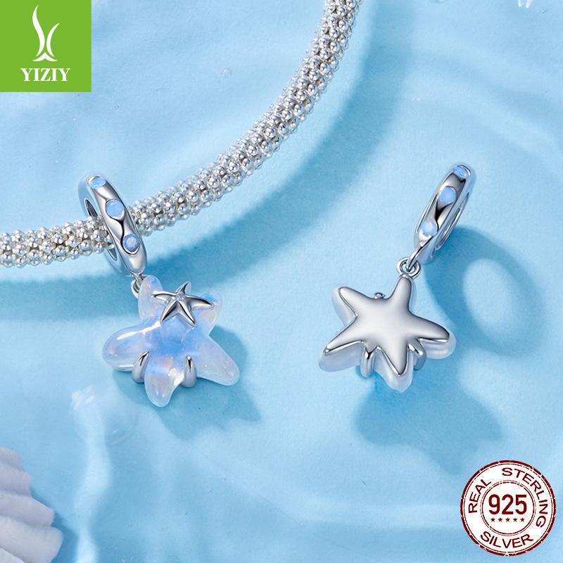 S925 Silver Dream Starfish Pendant Diy Bracelet Beads Ocean Wind Loose Beads Jewelry Accessories