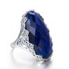 Szjinao Lujo 17*24mm Anillo Grande de Zafiro Dorado Para Mujeres Hermosa Flor Grabada Joyería Hecha a Mano Con Piedra Regalo de Tendencia Venta