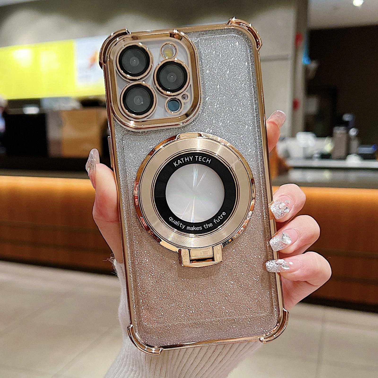 

Чехол с магнитным покрытием и сверкающим градиентом для Apple iPhone 13 со скрытой подставкой, конструкция, защищающая от падений, для iPhone 14 Plus. 16 Pro Max