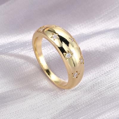 Kristall Stern Chunky Ring Für Frauen Vintage Trendy Gold Farbe Zirkonia Finger Stapeln Ringe Punk Zubehör Retro Schmuck R446