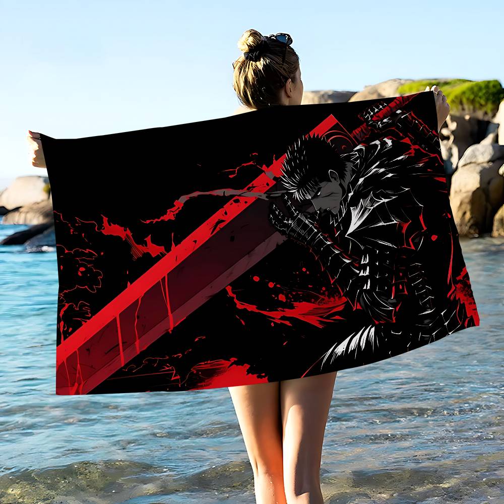 Berserk Guts Heißes Anime-Mikrofaser-Decke Schnelltrocknend Strandtücher Übergröße Druck Super Saugfähig Pooltuch Decke