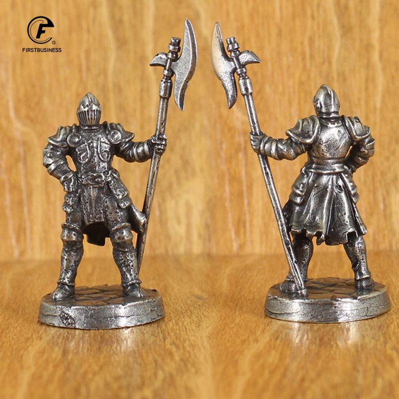 White Brass War Legions Fearless Knight Soldier Models Miniature Figurine Collections Metal Chess Piece Table Game Ornament Gift