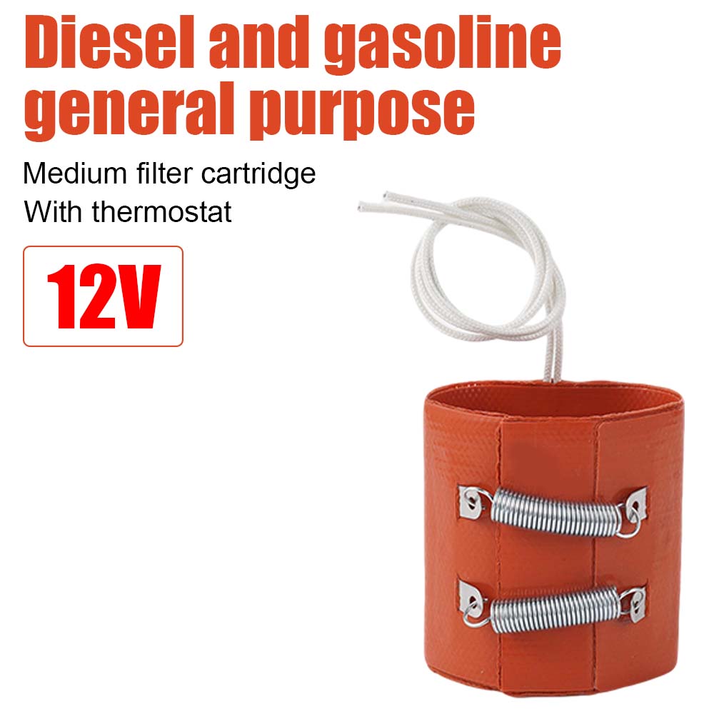 

12V Diesel Fuel Filter Heater Pad with Thermostat Car Fuel Tank Antifreeze Oil Pipe Heating Silicone Heating Pad Ring Mat