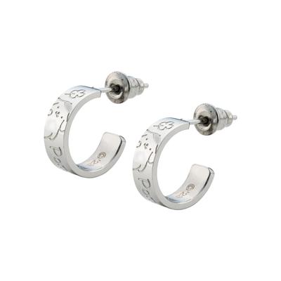 Pompompurin Sanrio Characters Stainless Steel Earrings Half Hoop Both [White Clover] (2 Pieces/for Ears) SAST-P002SV