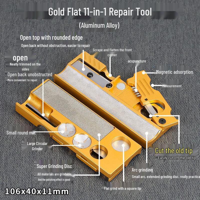 Gold 11-in-1 Billiard Cue Tip Repair Tool