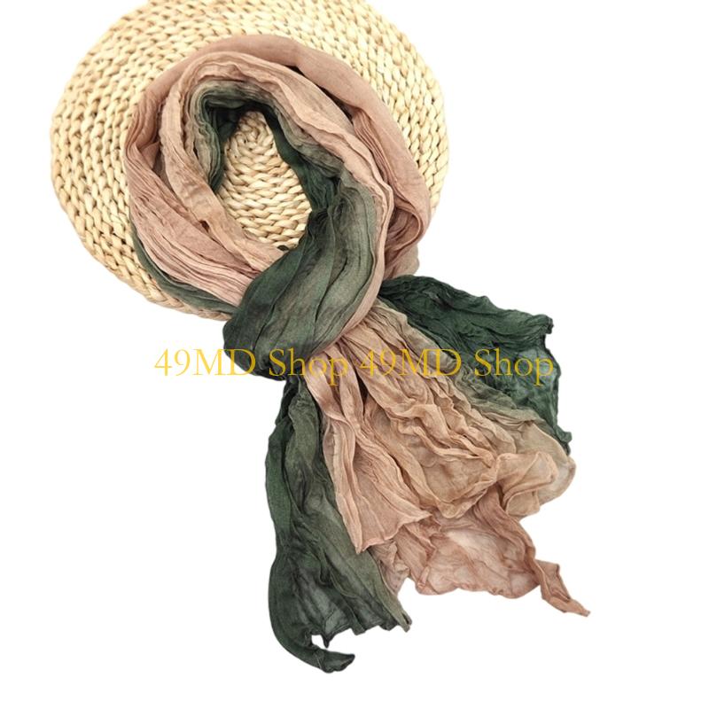 49MD Fashion Crinkled Scarf Stylish Layering Neckwear Polyester Long Scarf For Women