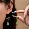 Imitation Jade Drop Oil Beaded Earrings Retro Water Drop Fringed Earrings Simple Hanfu Accessories Women