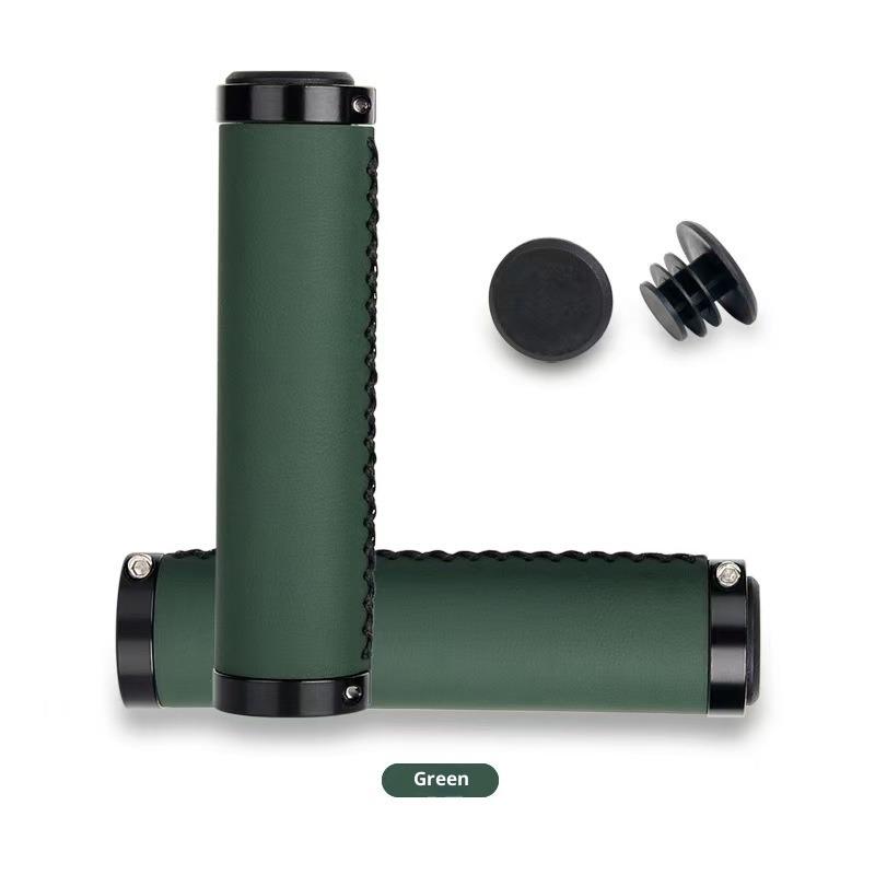Bicycle Grips Shock Absorber Dead Fly Folding Car Scooter Mountain Bike Grips Hand Sewn Grips PU Leather Retro Accessories