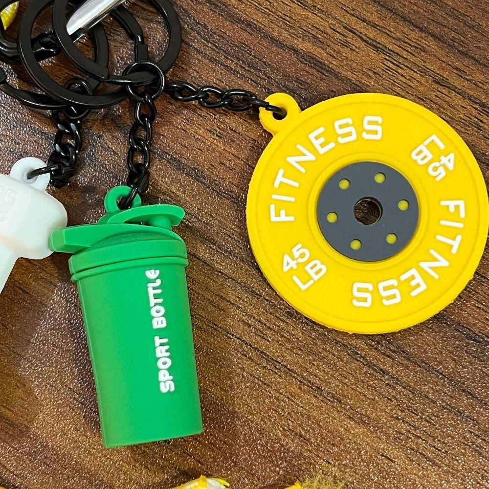 Mini Fitness Series Pendant Heart Buckle Simulation Dumbbells Keyring  Bodybuilder