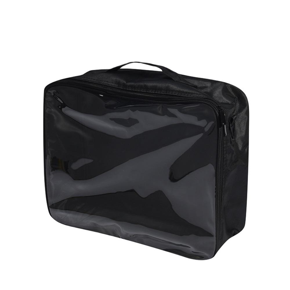 Dual-Zip Design Large Capacity Cosmetic Bag Clear Front Portable Cosmetic Organizer Women чёрный