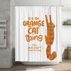 Whimsical Cat Decor Shower Curtain Unique Orange Feline Design for Bathroom, Makes a Perfect Gift Idea for Cat Lovers