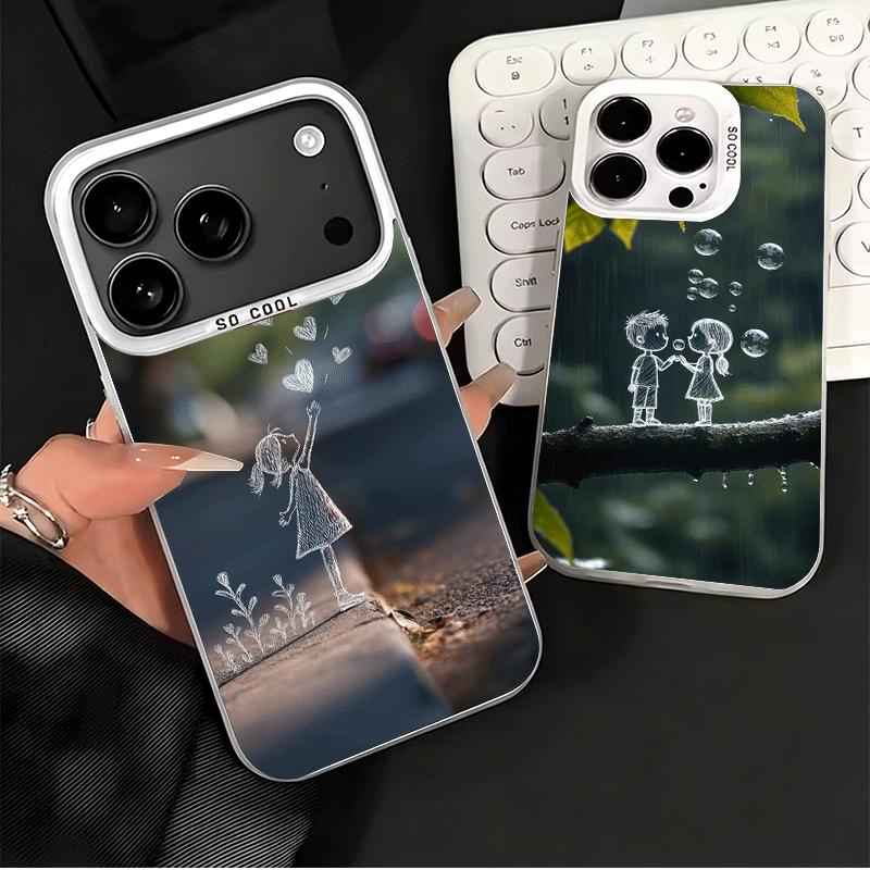Nature Cute Child Painting Style Shockproof Phone Case for iPhone 17 Air 16 16E 15 Pro Max 14 Plus 13 Mini 12 Back Cover Anti Fa