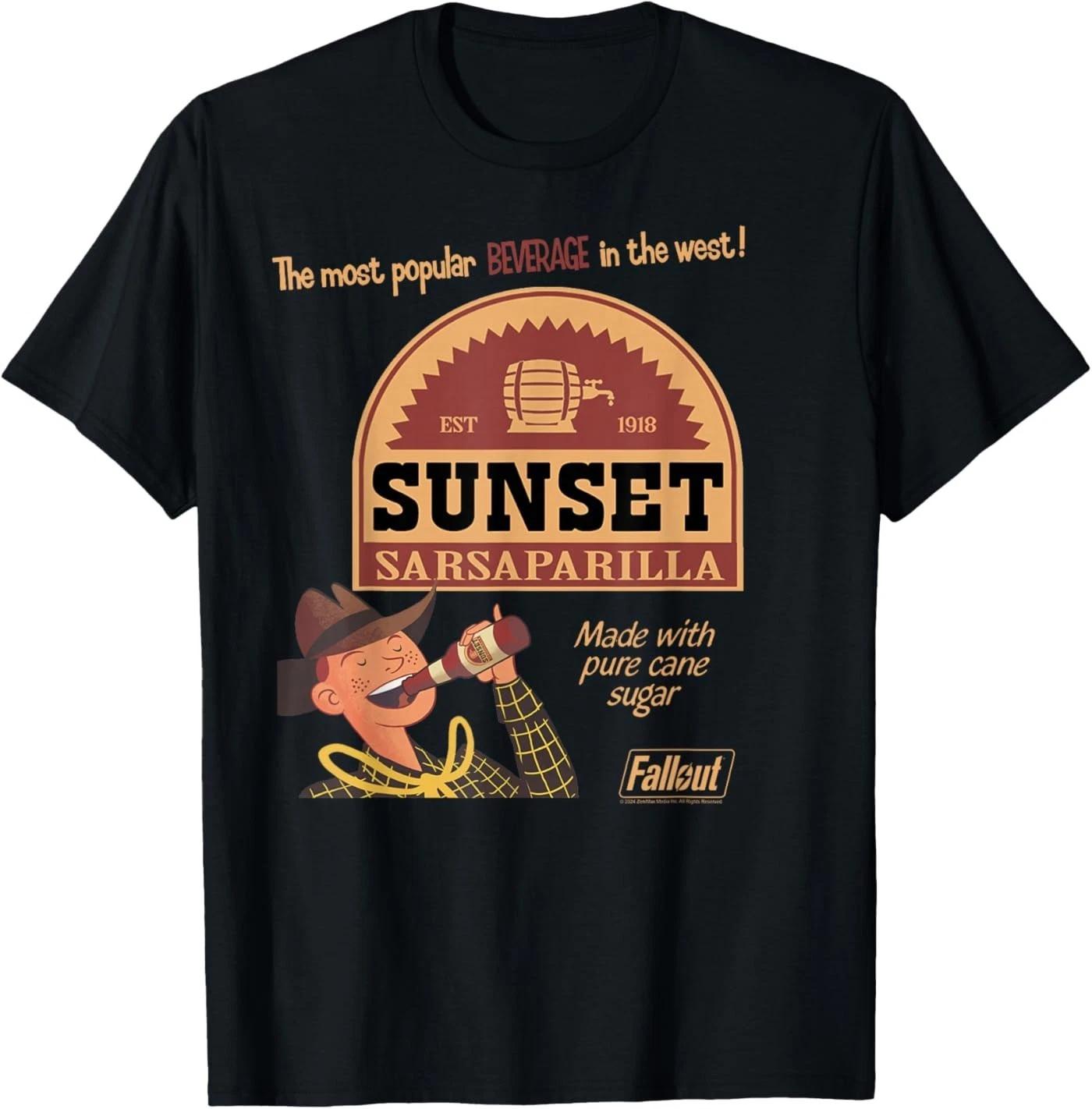 Fallout Video Game Sunset Sarsaparilla Vintage Ad 100% Cotton T-shirt Mens Tees Top M
