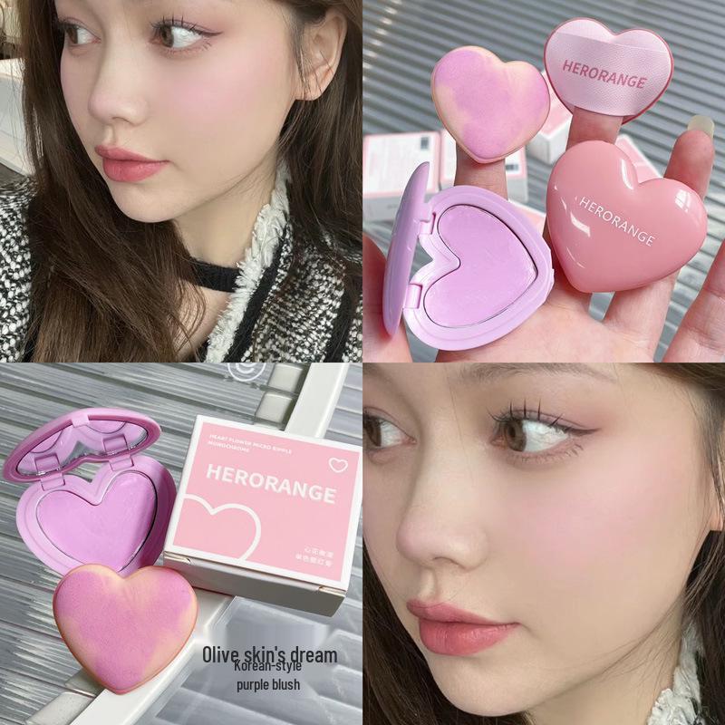 HERORANGE Heart-Shaped Matte Cream Blush - Natural Color, Fine Texture, Low Saturation, Girlish Charm.