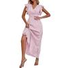 European and American new fashion holiday style v-neck waist ruffle edge polka dot dress