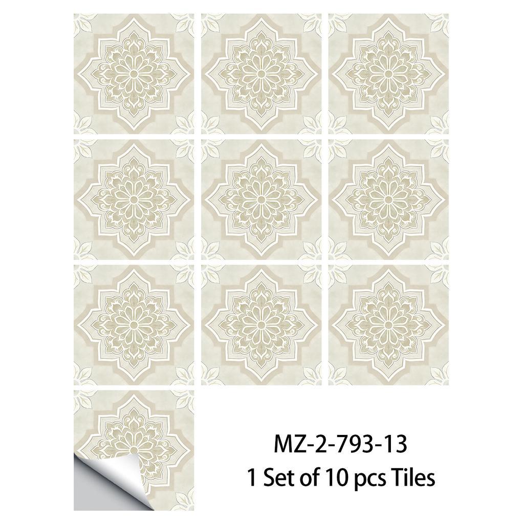 10 Pezzi Adesivi Piastrelle Mandala Boho - Decalcomanie Murali in PVC Lucido Cristallo - Murale Autoadesivo Impermeabile per Pavimento Cucina Bagno Decorazione Casa