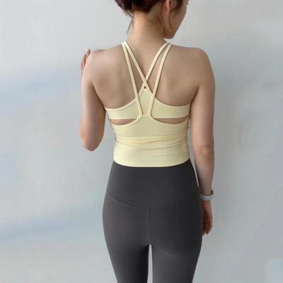 Canotta sportiva da donna coreana con protezioni per il petto - antiurto, elevata elasticità, ad asciugatura rapida; Perfetto per la corsa, lo yoga e la danza.