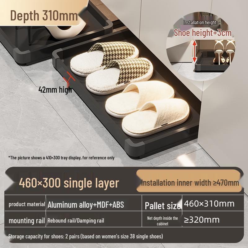 Shoe Cabinet with Kick Drawer and Slide Rail for Hallway