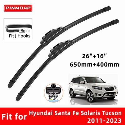 Car Wipers Double Rubber for Hyundai Santa Fe Solaris Tucson 2011-2023 Front Brushes Cutter Automobiles Parts Accessories Windscreen Wipers Wear Parts