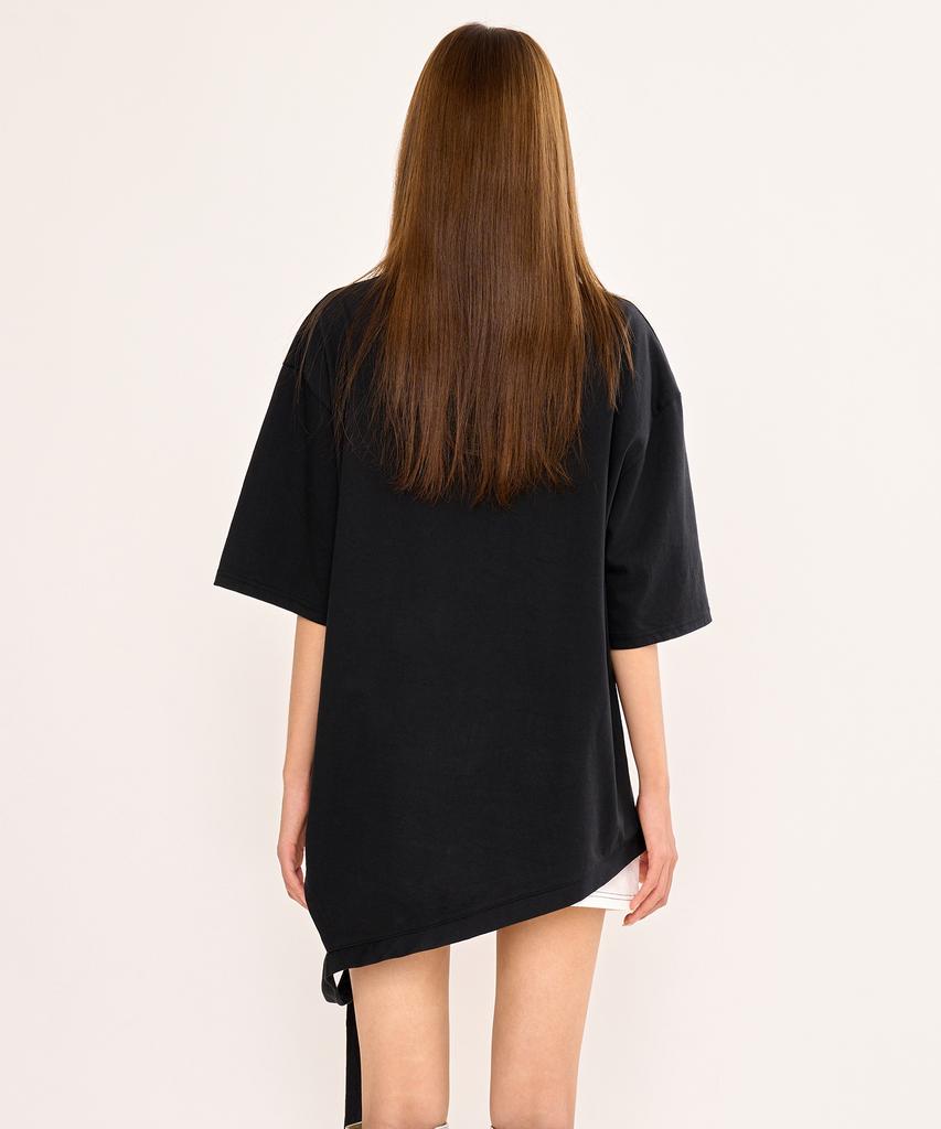 FANYOUNG Diagonal Stripe Short Sleeve Tee Black
