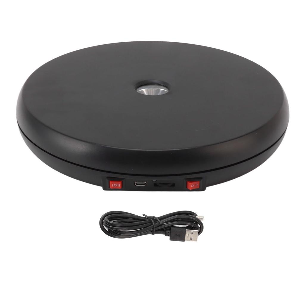 Elektrischer Drehtisch LED-Licht 25cm Geräuschlos 20kg Tragkraft Drehteller Präsentationsständer für Schmuck