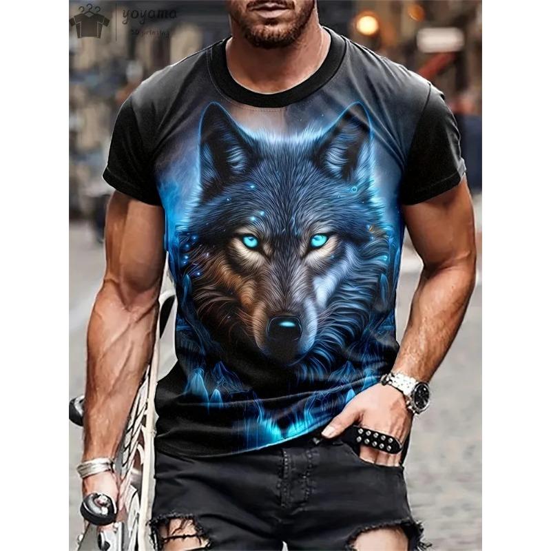 Men's T-Shirts Short Sleeve Beasts Graphic 3D Animal Printed Street Style Man Tops T-Shirt