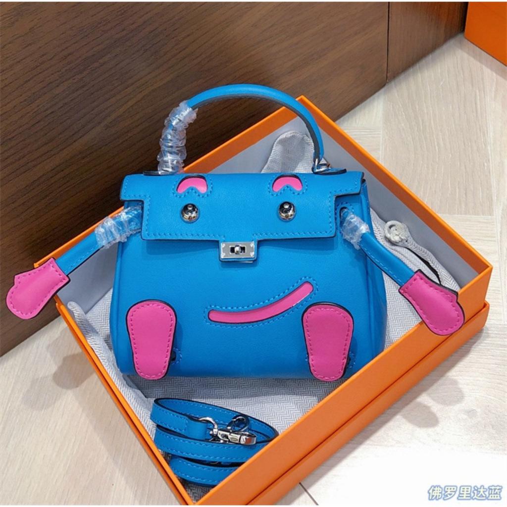 Smiley Bag 2025 New Cute Mini Messenger Bag First Layer Cowhide Shoulder Handbag Spoof Kelli Bag Woman