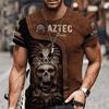 Vintage T Shirt For Men Mexico Flag Print Eagles Pattern Tshirt For Men Casual Short Sleeve Tee Tops Oversized Men Clothing