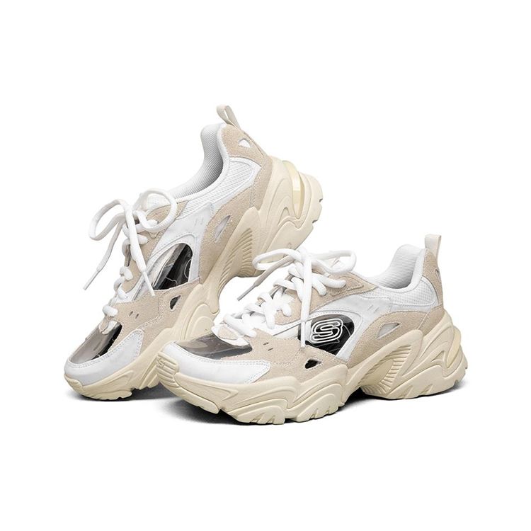 Skechers Stamina V2 Comfortable Low-Top Dad Shoes Women Sneakers White 896011-WHT