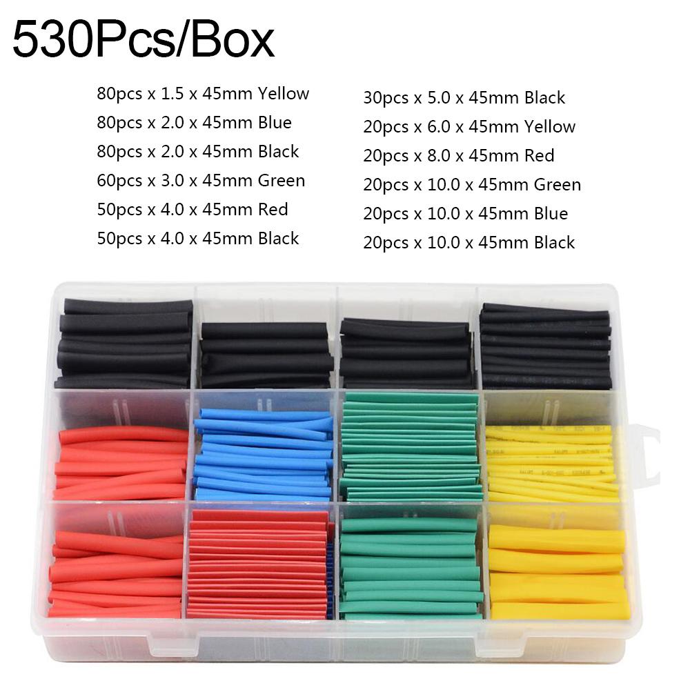 127-750Pcs Heat Shrink Sleeving Tube Assortment Kit Shrinkage Sheath Connection Wire Wrap Cable Waterproof Electrical Insulation