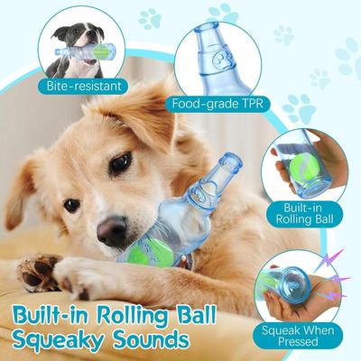 Dog Toy BottletprTennis Ball Wine Bottle Pet Cat Puzzle Durable Chewable Squeaky Rubber Floating Boredom Relief