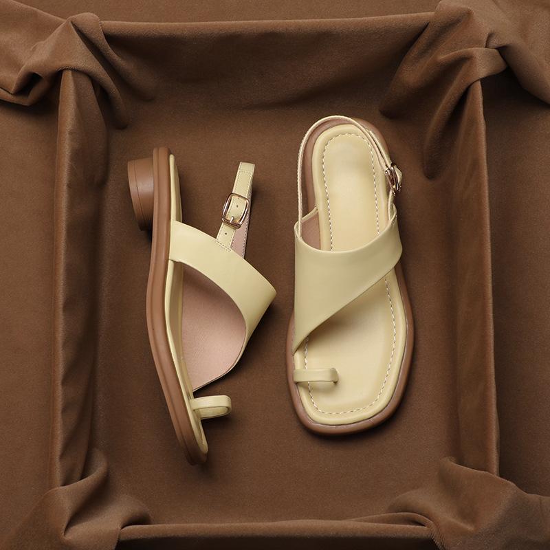 Fashion Casual Cover Toe Sandals Women's 2024 Summer New Versatile Rear Strap Low Heel Women's Shoes