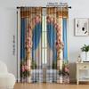 2 pcs   versatile polyester transparent curtains for home decoration Floral (2) for use in bedrooms and living rooms