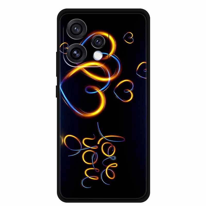 Case For Oppo Reno 15C 5G Colorful Flowers Black Soft Silicone TPU Phone Cases For Oppo Reno15 5G Shells Protection Bumper Funda