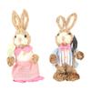 2PCS Easter Bunny Ornament Cute Rustic Simulation Rabbit Doll Home Party Supplies 23cm