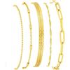 Gold Bracelets for Women, 14K Gold Plated Stackable Bracelet Stack Set Adjustable Charm Paperclip Chain Snake Link Layered Waterproof Jewelry Sets