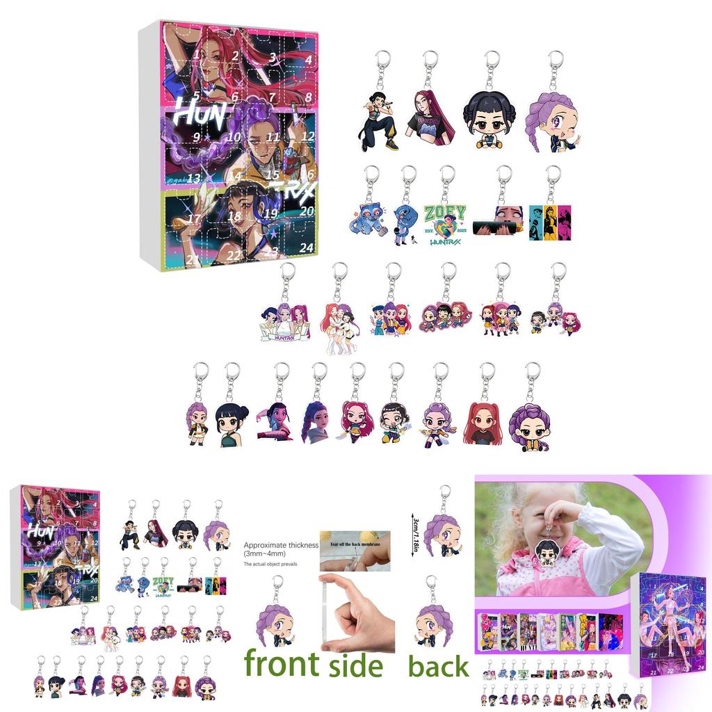 Kpop Demon Hunters Christmas Advent Calendar Keychain Acrylic Collectible For Holiday Gifting