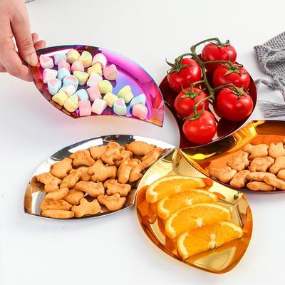 Creative Metal Jewelry Ring Plate, Stainless Steel, Leaf Shaped, Fruit, Dried Fruit, Storage Plate, Afternoon Tea Plate