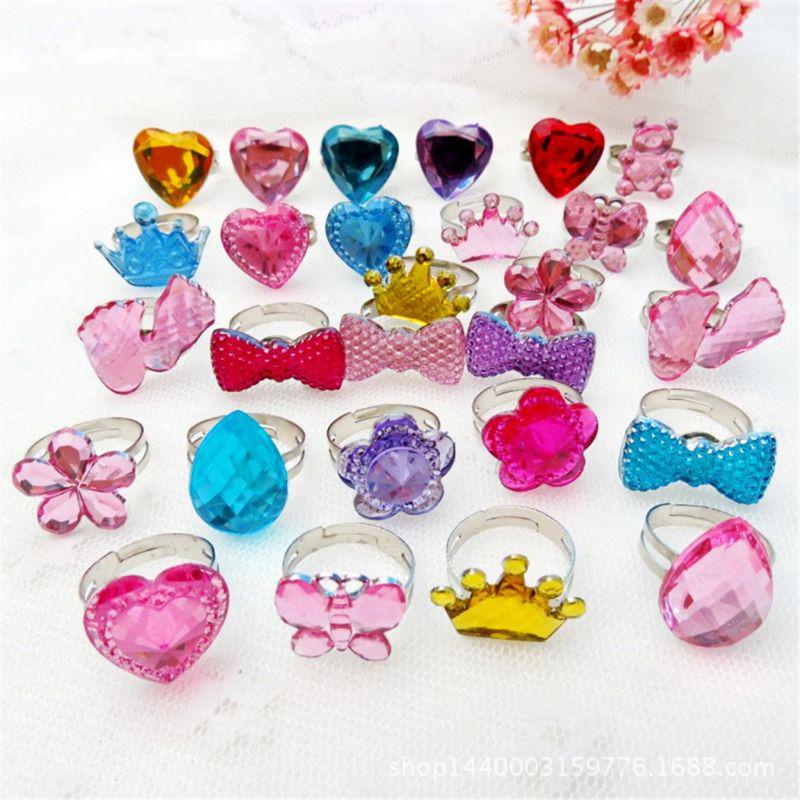 1 BOX Fancy Adjustable Gem Rings Princess Party Favors Kids Girls Gifts Action Figure Toy
