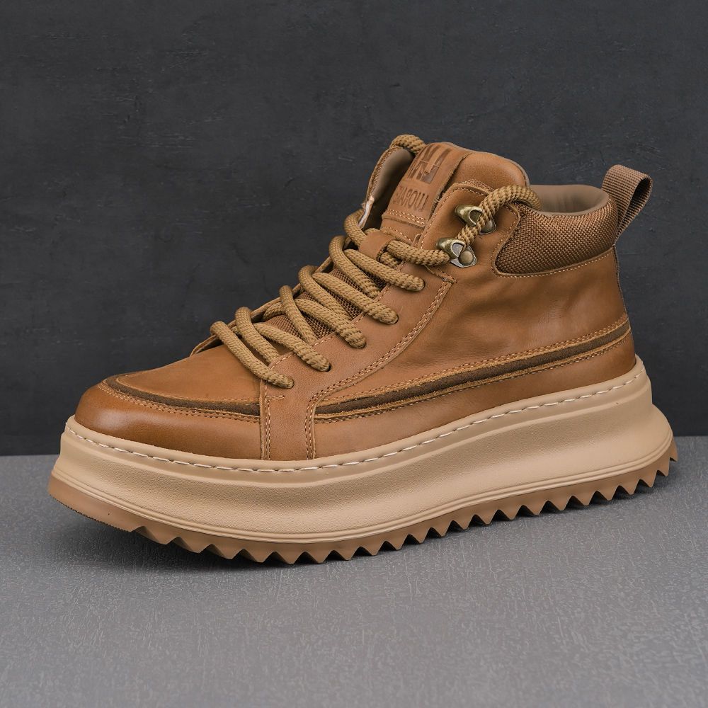 Men's shoes platform casual sports shoes autumn and winter high-top super leather shoes