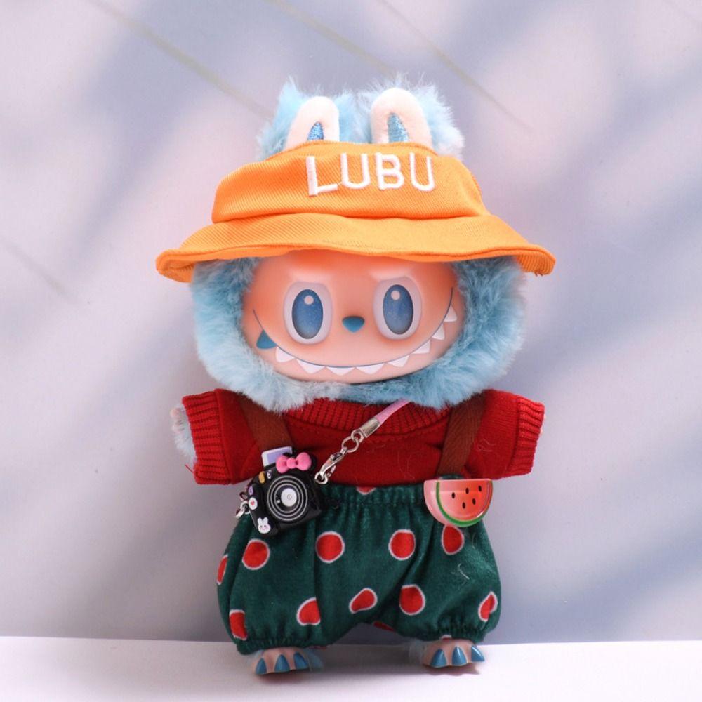 

Summer Style Sitting Labubu Time Cloth Watermelon 17cm Plush Dolls Clothes Cotton Doll Accessories Style 2