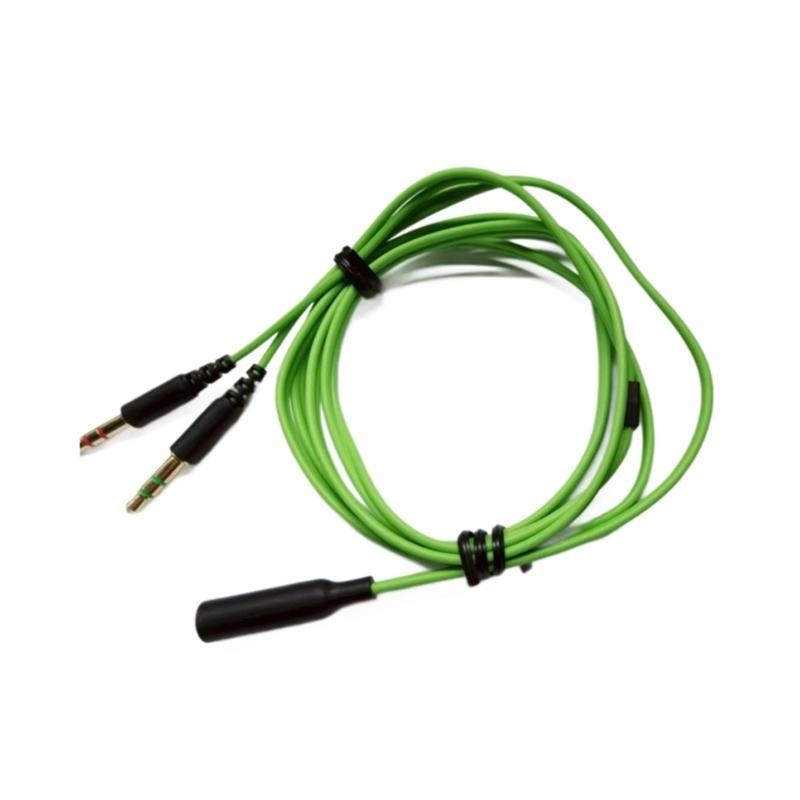 

Duals 3.5 mm Audios Microphone Replacement Cable For Gaming Headsets Green designs Universals PC Compatibility 1