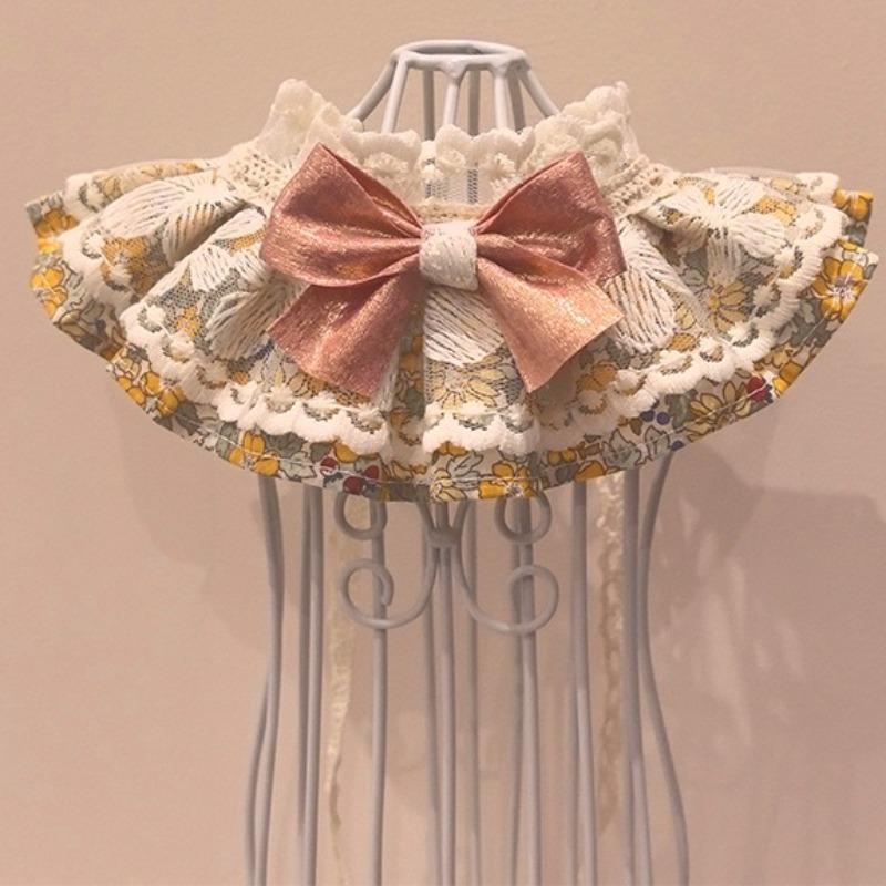 Fashion Lace Pet Bib Dog Pomeranian Bichon Scarf Adjustable Bowtie Organza Puppy Kitten Bib Cute Ruffle Floral Scarf CatProduct