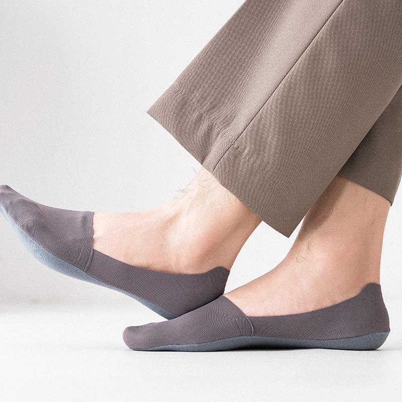 Sommer Eisseide Unsichtbare Bootssocken Dünne rutschfeste No-Show-Socken für Herren