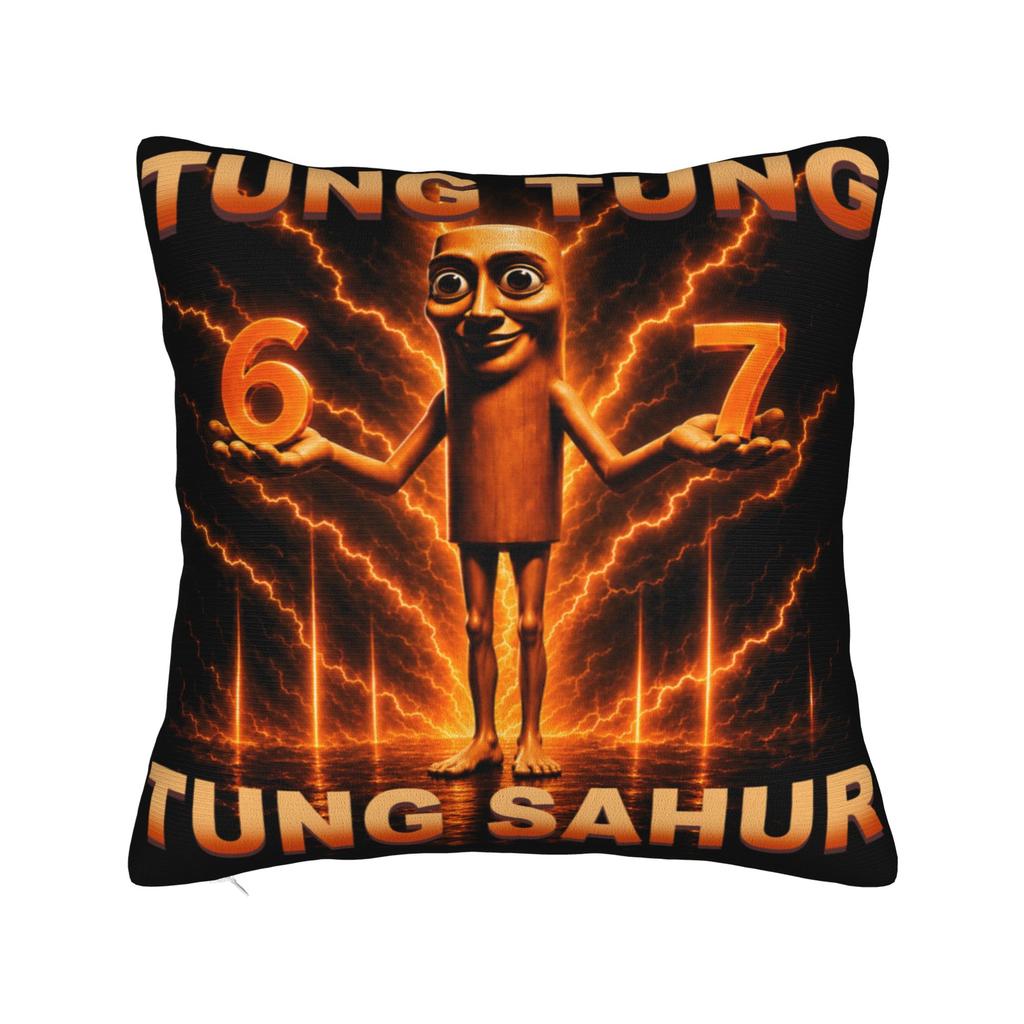 Tung Tung Tung Sahur is Calling Funny Italian Brainrot Pillowcases Vintage Pillow Case For Wedding Party Home Decor Pillow Cover