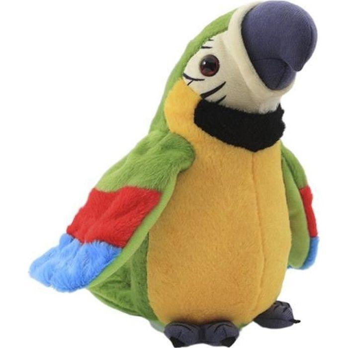 Jouets en peluche de perroquet parlant électronique mignon parlant et enregistrant le jouet de répétition, vert