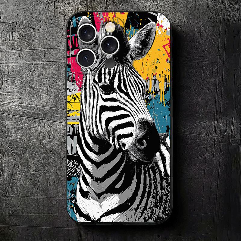 Zebra Stripe Black White Soft Phone Case for iPhone 16 16E 17 Air 15 Pro Max 14 Plus 13 Mini 11 12 7 Black Cover Back Shell