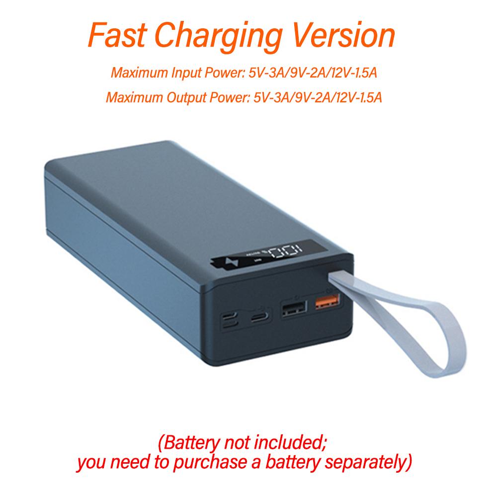 Detachable No‑Welding 16 Cells 18650 Battery Mobile Power Supply Kit Power Bank Kit QC Fast Charge Wireless Charging Function