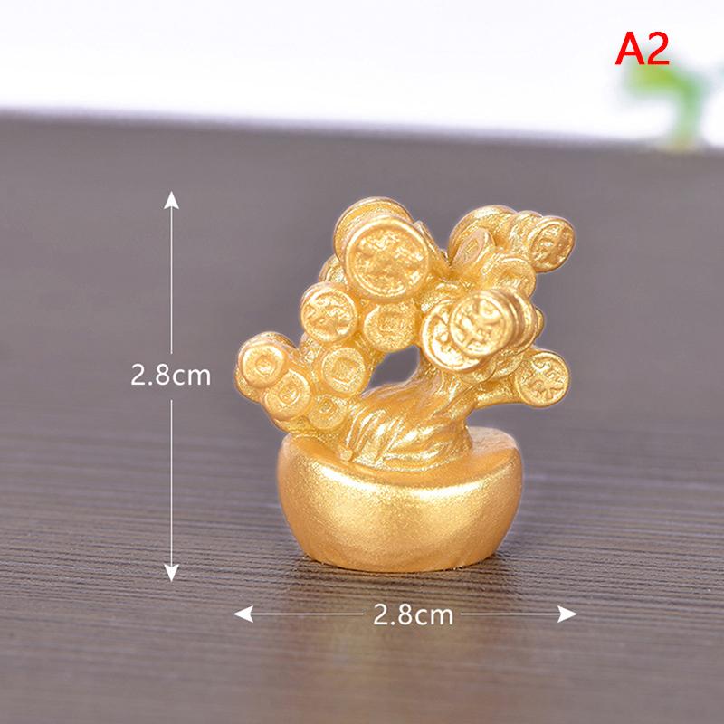 Feng Shui Auspicious Fa Cai Money Tree Gold Ingot Bag Lucky Fortune Spring Festival Mascot Desktop Ornament Car Home Decor Craft